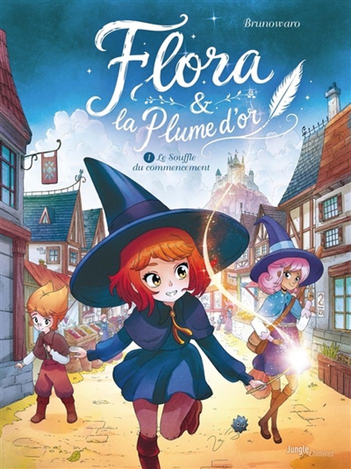 Couverture du livre « FLORA ET LA PLUME D'OR - TOME 1 LE SOUFFLE DES COMMENCEMENTS - VOL01 », librairie Les Contes Infusés à Corte