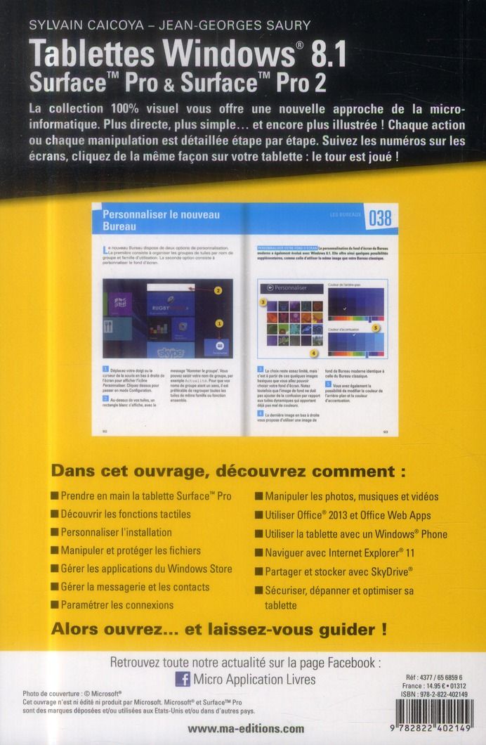 Quatrième de couverture de « TABLETTES WINDOWS 8.1 SURFACE PRO ET PR »