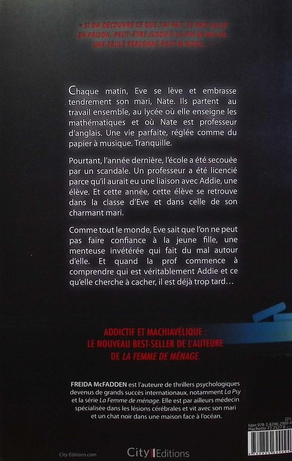 Quatrième de couverture de « LA PROF »