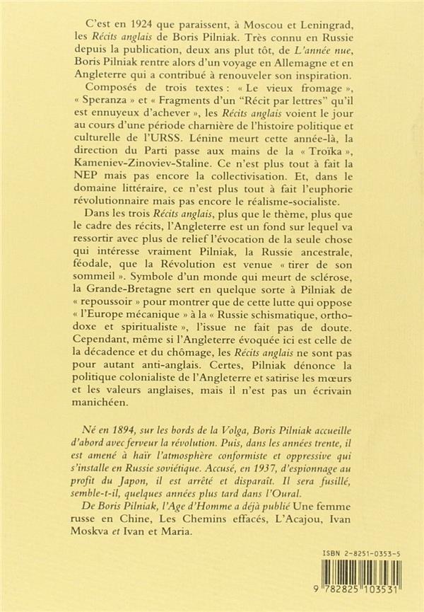 Quatrième de couverture de « RECITS ANGLAIS »