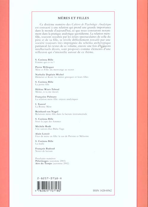 Quatrième de couverture de « MERES ET FILLES VOUIVRE 10 »
