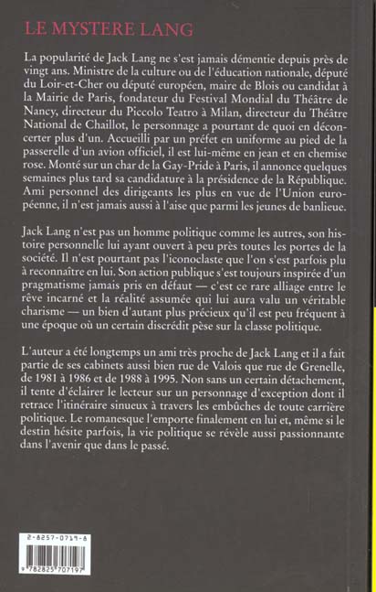 Quatrième de couverture de « LE MYSTERE LANG »