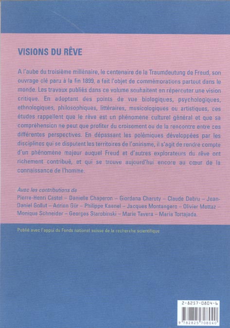 Quatrième de couverture de « VISIONS DU REVE »