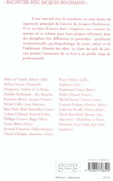 Quatrième de couverture de « MONOGRAPHIE RACONTER AVEC JACQUES HOCHMANN REVUE ADO »