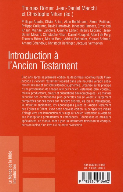 Quatrième de couverture de « INTRODUCTION A L'ANCIEN TESTAMENT »