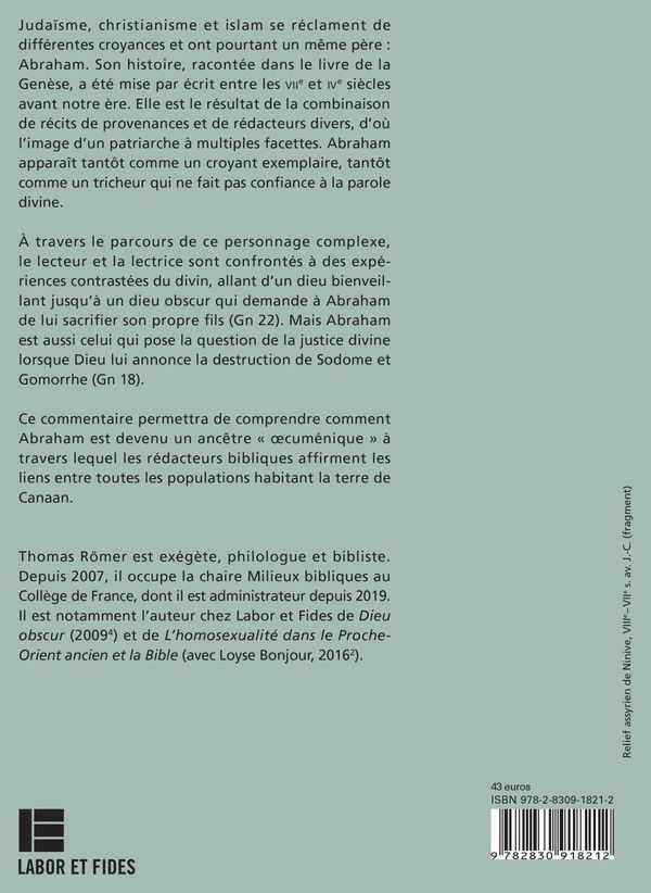 Quatrième de couverture de « Genèse 11, 27-25, 18 : l'histoire d'Abraham »
