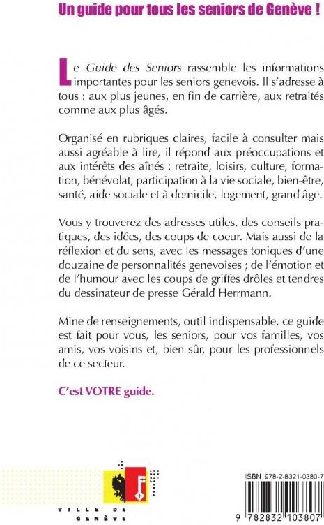 Quatrième de couverture de « GUIDE DES SENIORS - GENEVE »