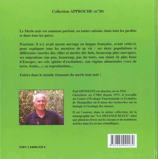 Quatrième de couverture de « LE MERLE NOIR - COLLECTION APPROCHE (N 20) »