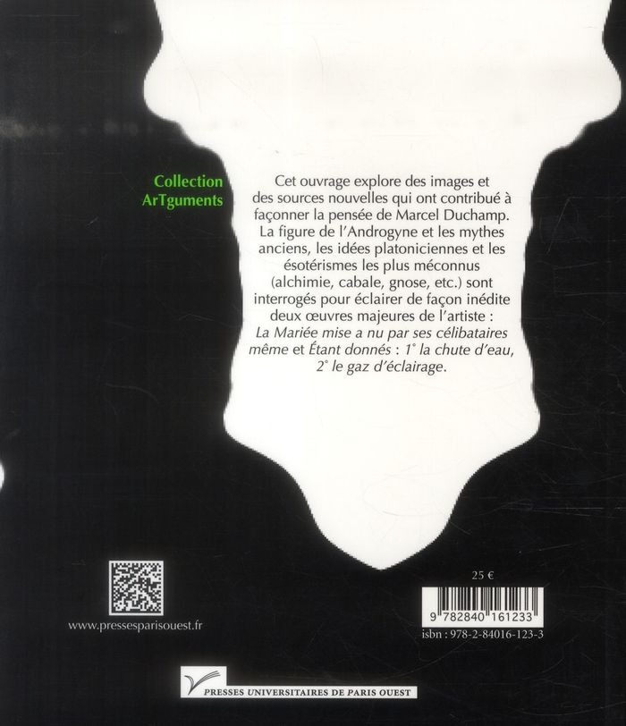 Quatrième de couverture de « MARCEL DUCHAMP, ARTISTE ANDROGYNE »