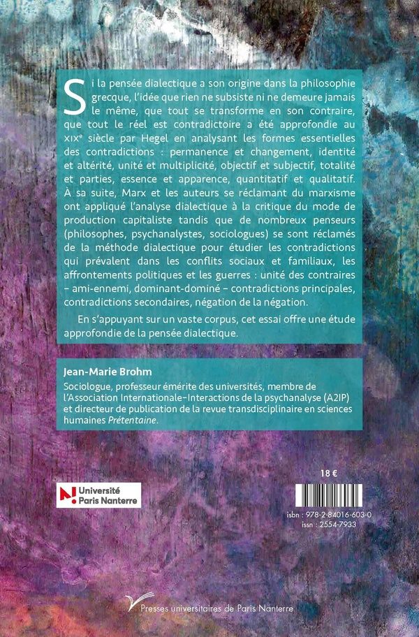 Quatrième de couverture de « La dialectique et ses contradictions : enjeux philosophiques et politiques »