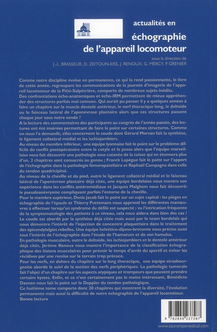 Quatrième de couverture de « ECHOGRAPHIE DE L'APPAREIL LOCOMOTEUR T8 »