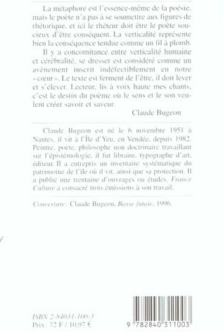 Quatrième de couverture de « LES CHANTS VERTICAUX »