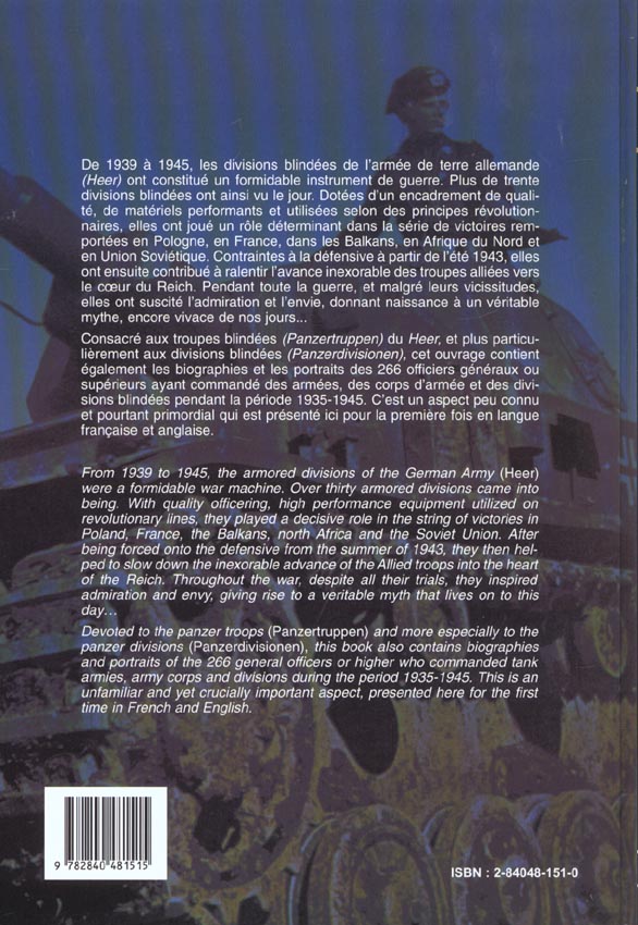 Quatrième de couverture de « PANZERTRUPPEN »