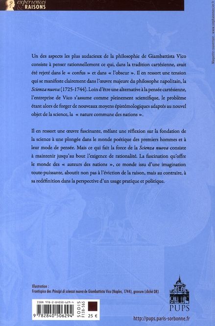 Quatrième de couverture de « GIAMBATISTA VICO RATIONALITE POLITIQUE »