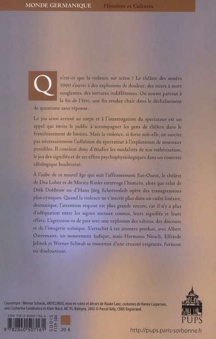 Quatrième de couverture de « VIOLENCES SUR LES SCENES ALLEMANDES »