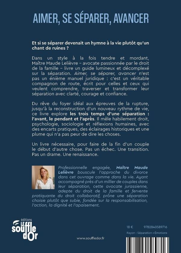 Quatrième de couverture de « Aimer, se séparer, avancer : les sentiers du divorce guidés par une avocate »