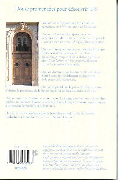 Quatrième de couverture de « LE GUIDE DU PROMENEUR 8EME ARRONDISSEMENT »