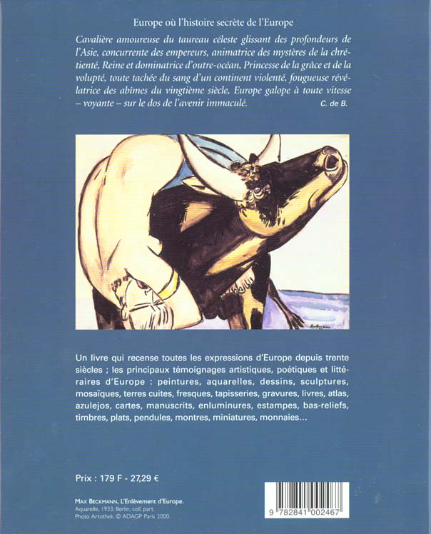 Quatrième de couverture de « METAMORPHOSES D'EUROPE - TRENTE SIECLES D'ICONOGRAPHIE »