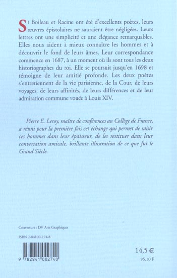 Quatrième de couverture de « LETTRES D'UNE AMITIE - CORRESPONDANCE 1687-1698 »