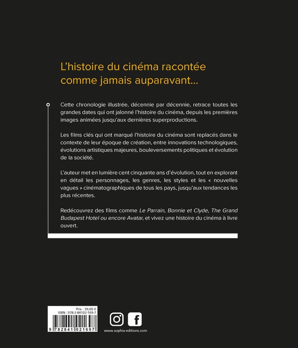 Quatrième de couverture de « CINEMA - UNE CHRONOLOGIE DU 7E ART »