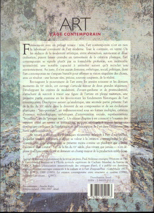 Quatrième de couverture de « ART, L'AGE CONTEMPORAIN »