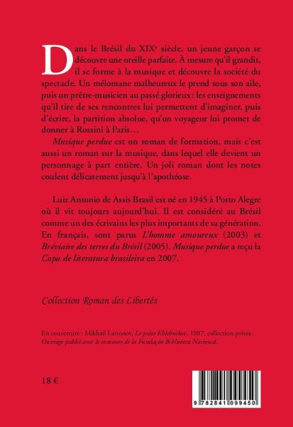 Quatrième de couverture de « MUSIQUE PERDUE »