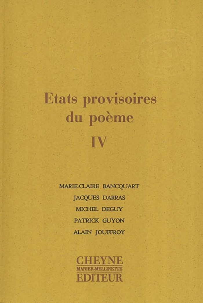 Couverture du livre « ETATS PROVISOIRE DU POEME IV », librairie Les Contes Infusés à Corte