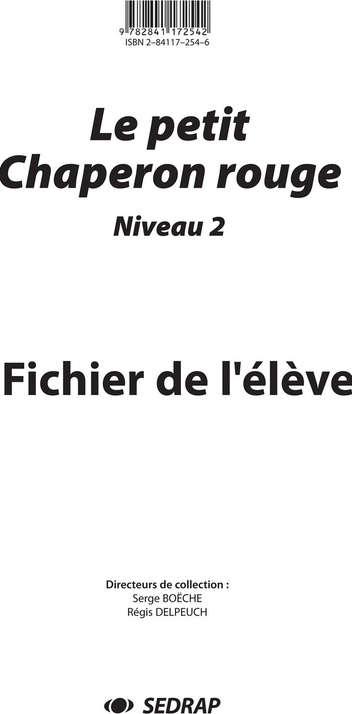 Couverture du livre « PETIT CHAPERON ROUGE - FICHIER CP » de Collectif, librairie Les Contes Infusés à Corte
