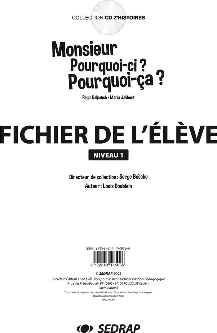 Couverture du livre « M. POURQUOI-CI POURQUOI-CA - FICHIER GS » de Collectif, librairie Les Contes Infusés à Corte