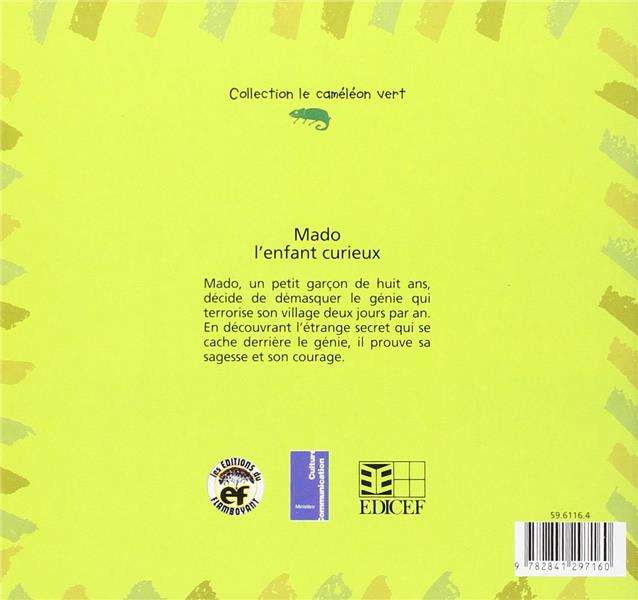 Quatrième de couverture de « MADO L'ENFANT CURIEUX »