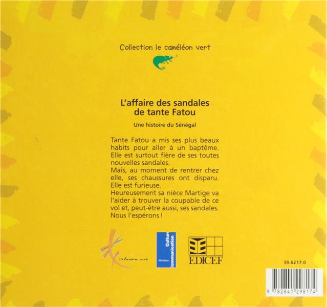 Quatrième de couverture de « L'AFFAIRE DES SANDALES DE TANTE FATOU »
