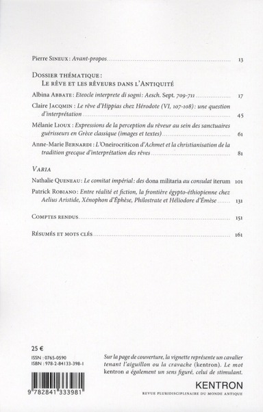 Quatrième de couverture de « KENTRON, N  27/2011 »