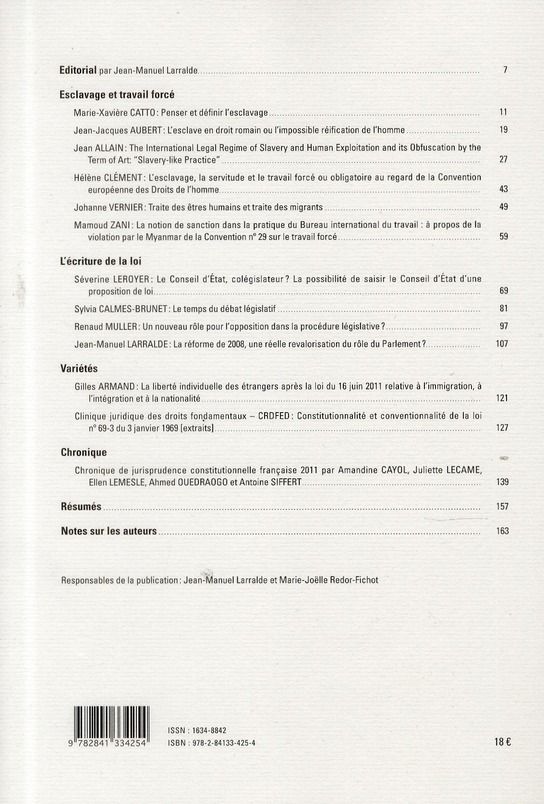 Quatrième de couverture de « CAHIERS DE LA RECHERCHE SUR LES DROITS FONDAMENTAUX, N  10/2012 »