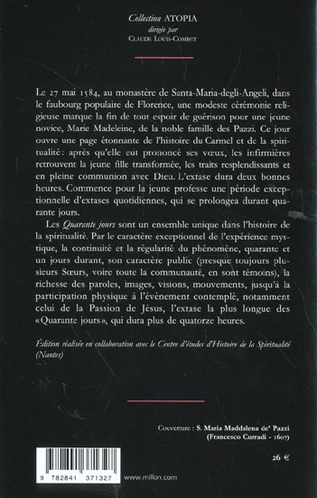 Quatrième de couverture de « LES QUARANTE JOURS 1584 »
