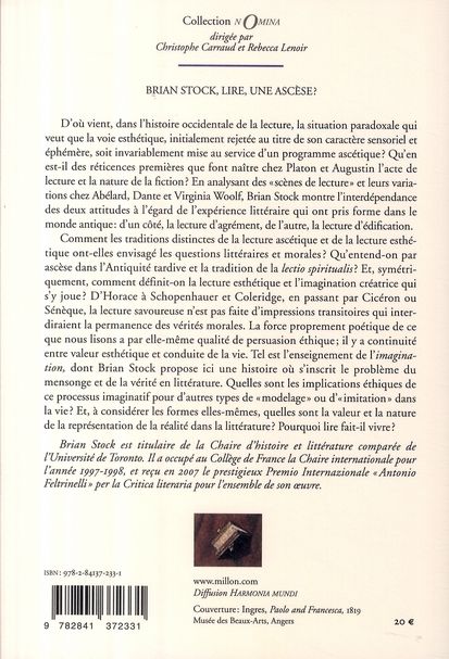 Quatrième de couverture de « LIRE, UNE ASCESE ? »