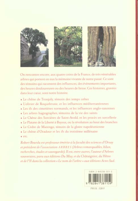 Quatrième de couverture de « HISTOIRES DE FRANCE RACONTEES PAR LES ARBRES »