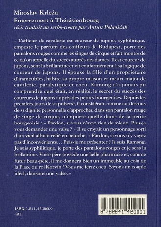 Quatrième de couverture de « ENTERREMENT A THERESIENBOURG »