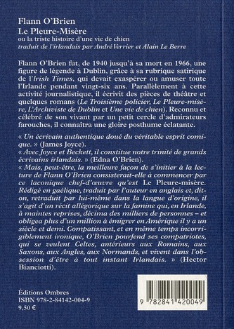 Quatrième de couverture de « LE PLEURE-MISERE »