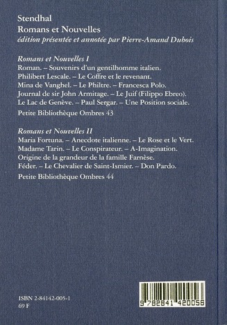 Quatrième de couverture de « ROMANS ET NOUVELLES I - MINA DE VANGHEL »