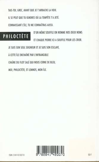 Quatrième de couverture de « PHILOCTETE »