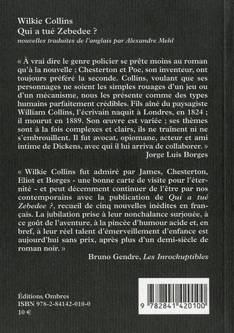 Quatrième de couverture de « QUI A TUE ZEBEDEE ? »