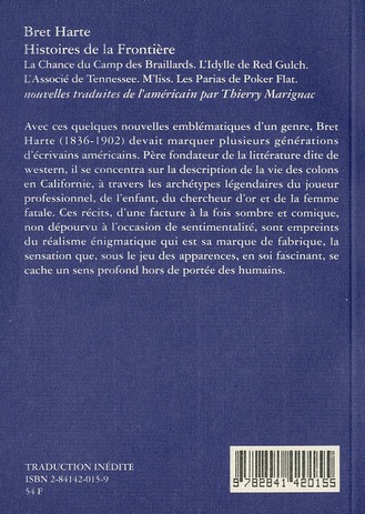 Quatrième de couverture de « HISTOIRES DE LA FRONTIERE »