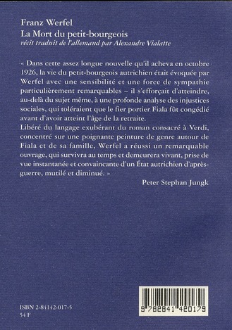 Quatrième de couverture de « LA MORT DU PETIT-BOURGEOIS »