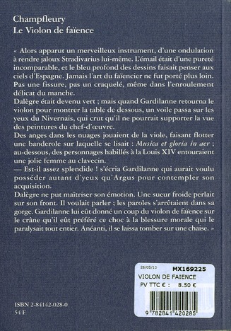 Quatrième de couverture de « LE VIOLON DE FAIENCE »