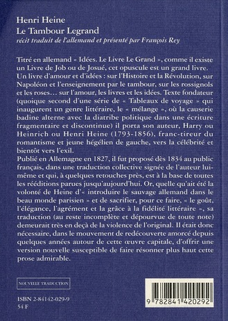 Quatrième de couverture de « LE TAMBOUR LEGRAND »