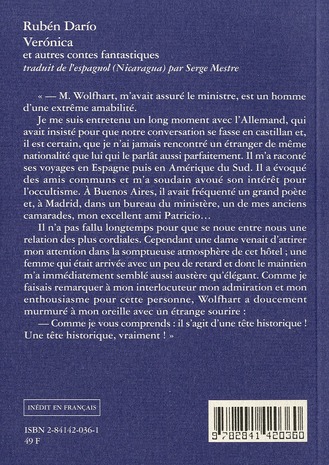 Quatrième de couverture de « VERONICA ET AUTRES CONTES FANTASTIQUES »