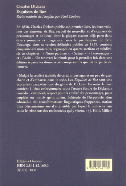 Quatrième de couverture de « ESQUISSES DE BOZ »