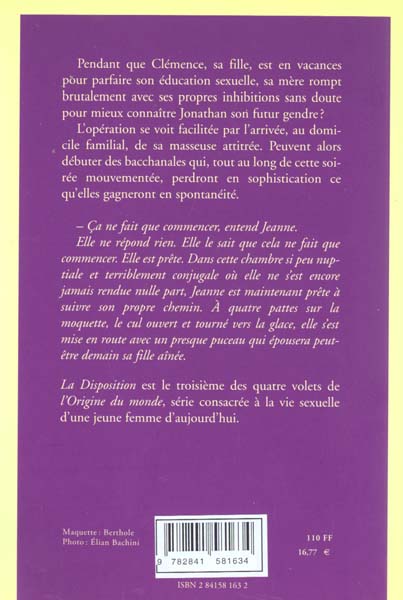 Quatrième de couverture de « L'ORIGINE DU MONDE - T03 - LA DISPOSITION - OU LE COMPLEXE DE JONATHAN »
