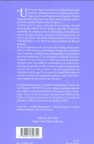 Quatrième de couverture de « LA PERSECUTION ET L'ART D'ECRIRE »