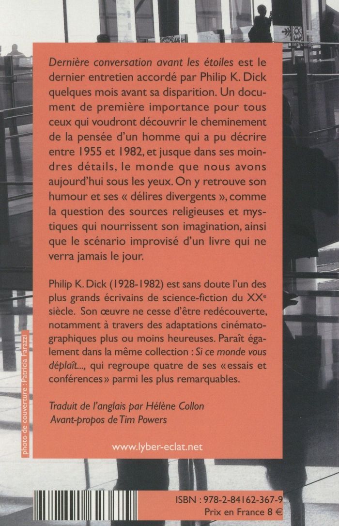 Quatrième de couverture de « Dernière conversation avant les étoiles »
